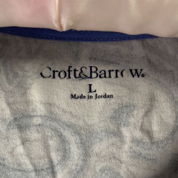 Croft&Barrow Ladies Paisley Short Sleeve Scoop Neck Blue White Size Large - Picture 5 of 7